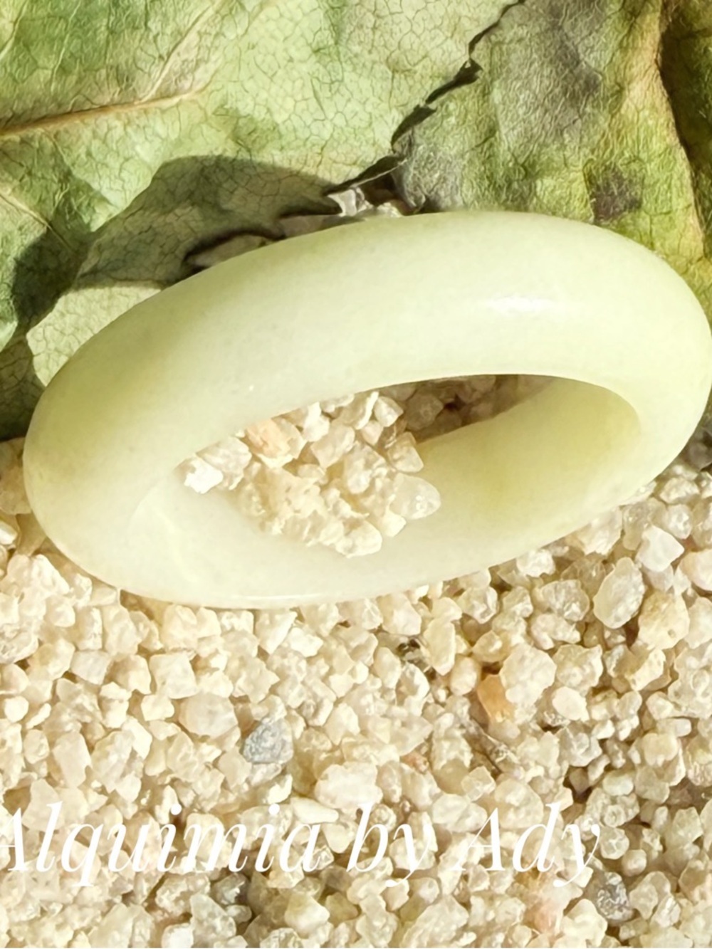 Soft green jade with Light Veining ring